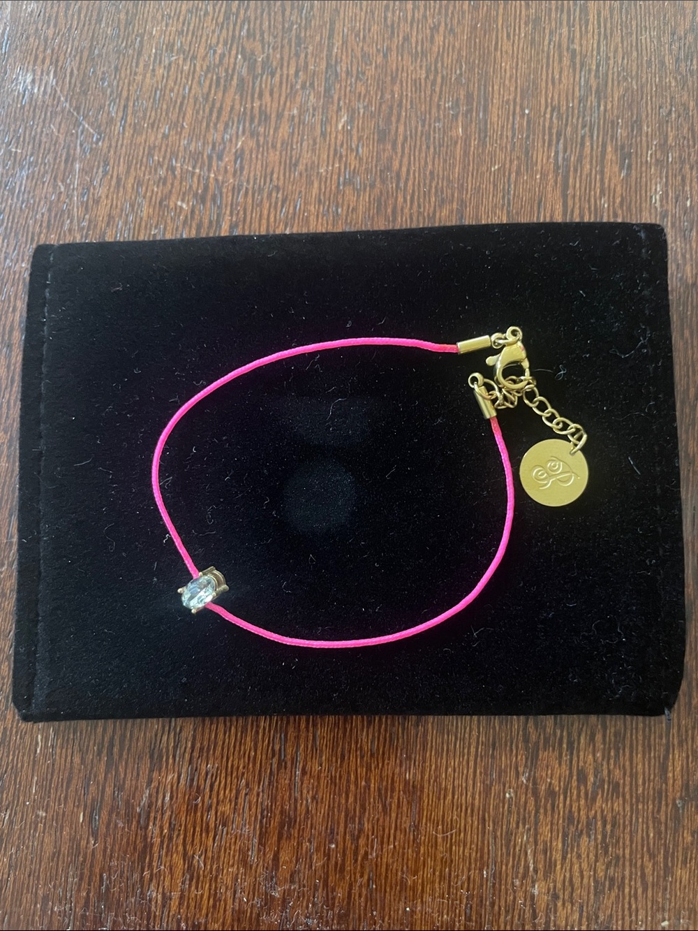 Plunder Elayna Pink Cord Bracelet w/Rhinestone Detail. Minimalist Adjustable New